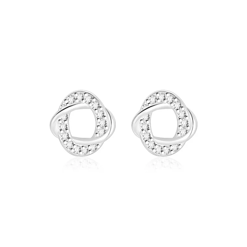 Rhymes 999 Fine Silver Needle Stud Earrings Women's-0