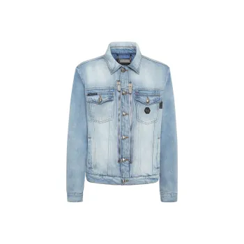 PHILIPP PLEIN Crystal logo Denim Jacket