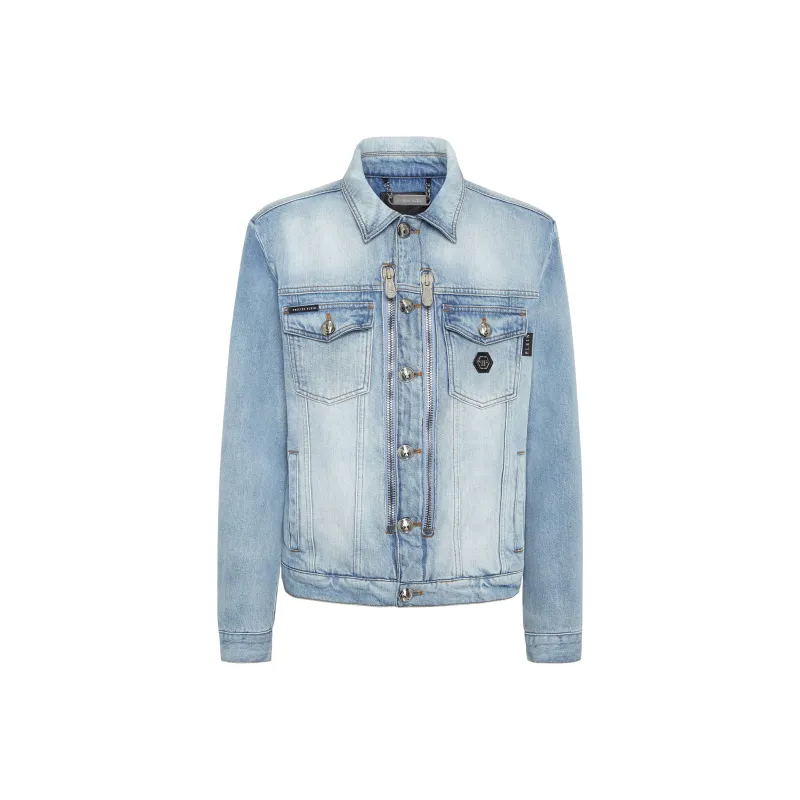 PHILIPP PLEIN Crystal logo Denim Jacket-0