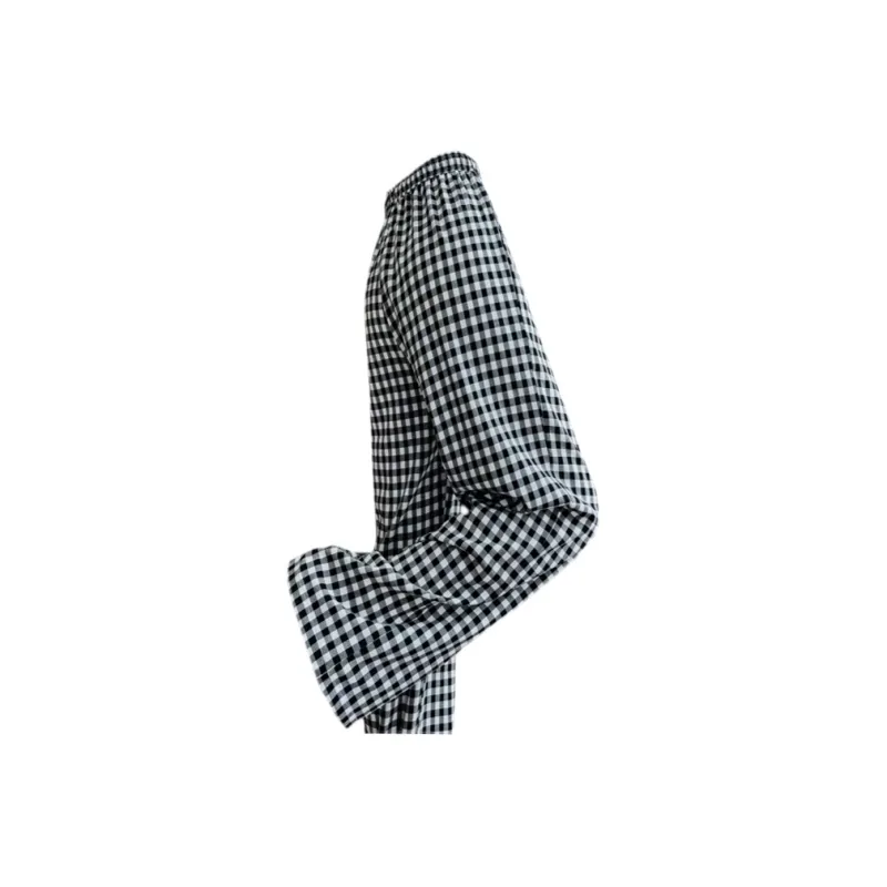 JIMI&JONS Casual Pants Unisex Black White Plaid-2