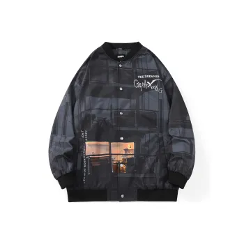 GENANX Baseball Jacket Unisex Black Gray Color