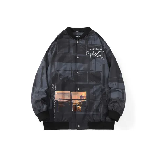 GENANX Baseball Jacket Unisex Black Gray Color