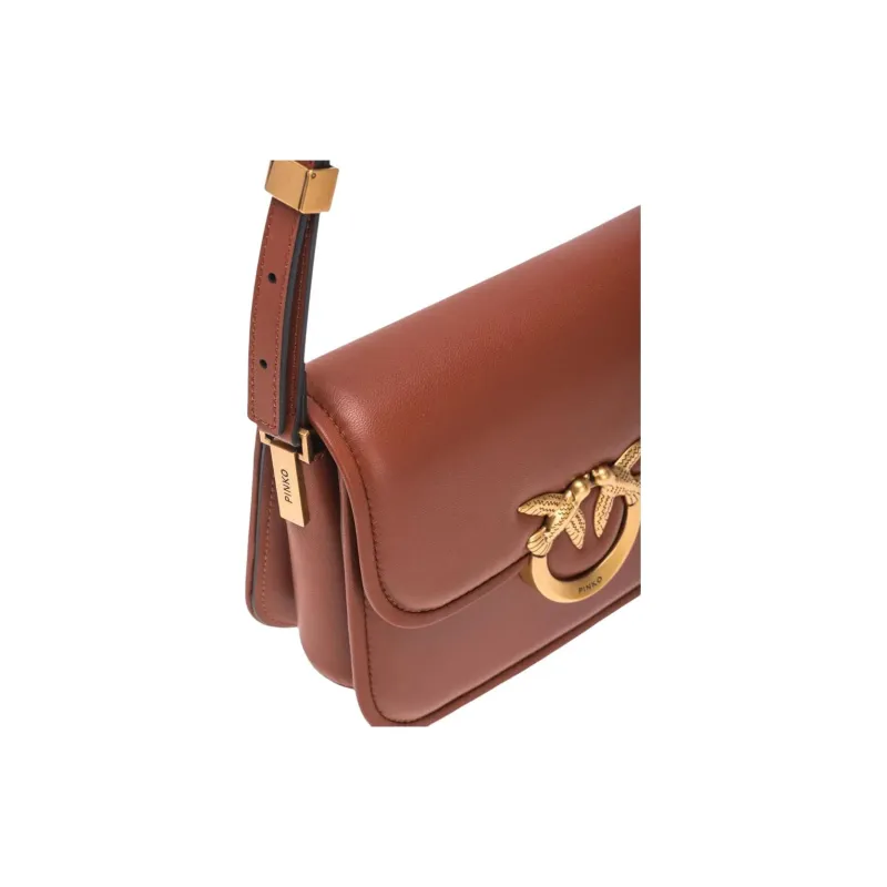PINKO Love Birds Series Calfskin Crossbody Bag, Shoulder Bag Unisex Umber-2