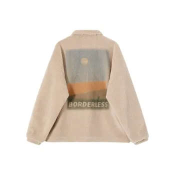 F426 Letter Lapel Loose Fit Thickened Puffer Jacket Unisex Beige Apricot