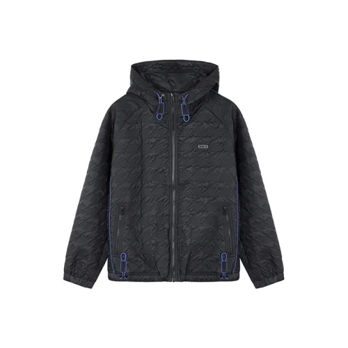 DAVID NAMAN FW22 후드 루즈핏 단목 푸퍼 재킷 남성 블랙