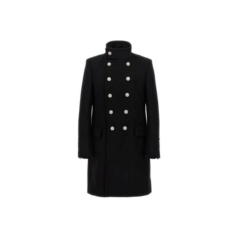 BALMAIN Double Breasted Long Coat-0