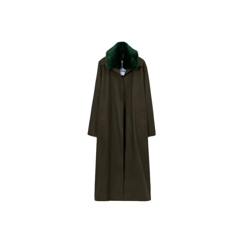 Burberry Shearling Belted Waist Long Sleeved Trench Coat-0