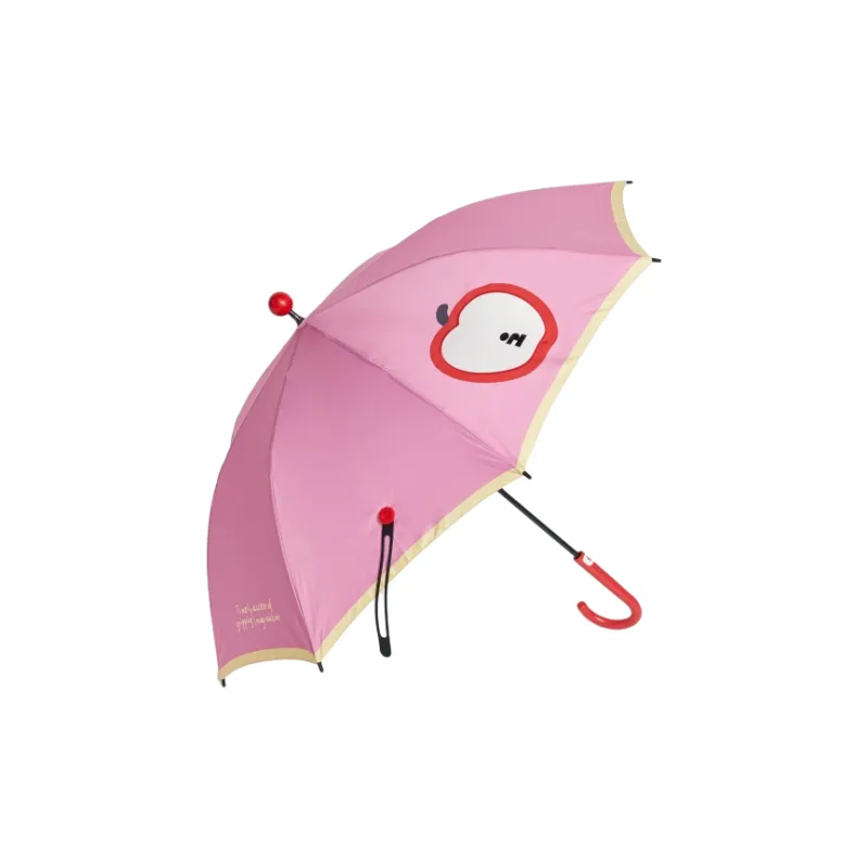 Tagi. Imagining Apple Rain Baby Umbrella Safety Transparent Small Window Patchwork Cute Button Long Handle Umbrella-5