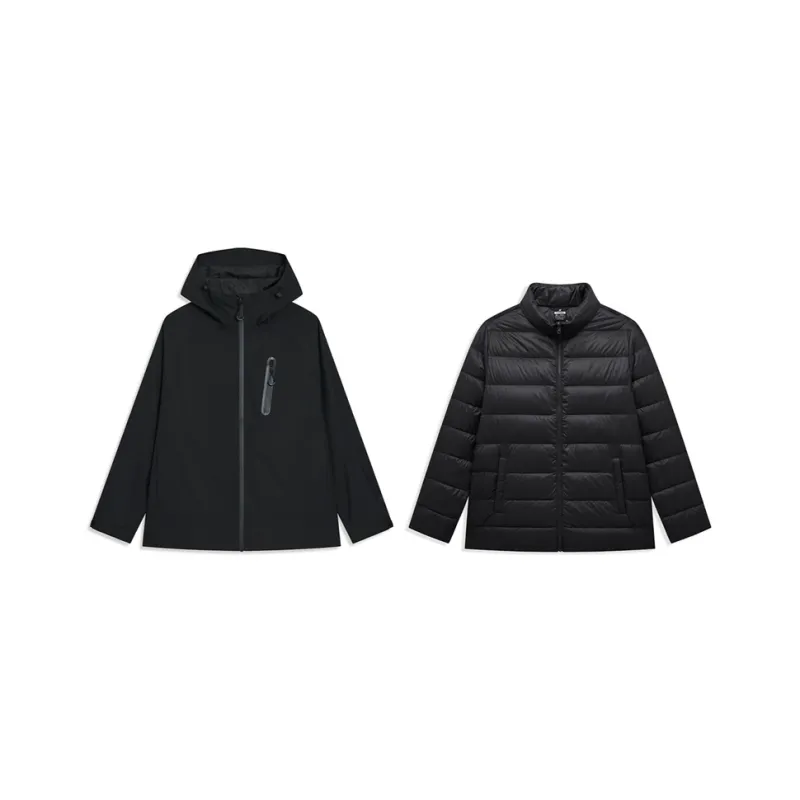 XTEP Wing Water Resistant Windproof Breathable Lightweight Windbreaker Jacket Unisex Jet Black-0