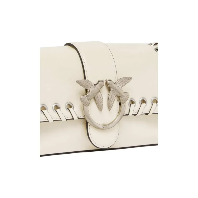 PINKO Cow Leather Shoulder Bag Trumpets Women's White-4