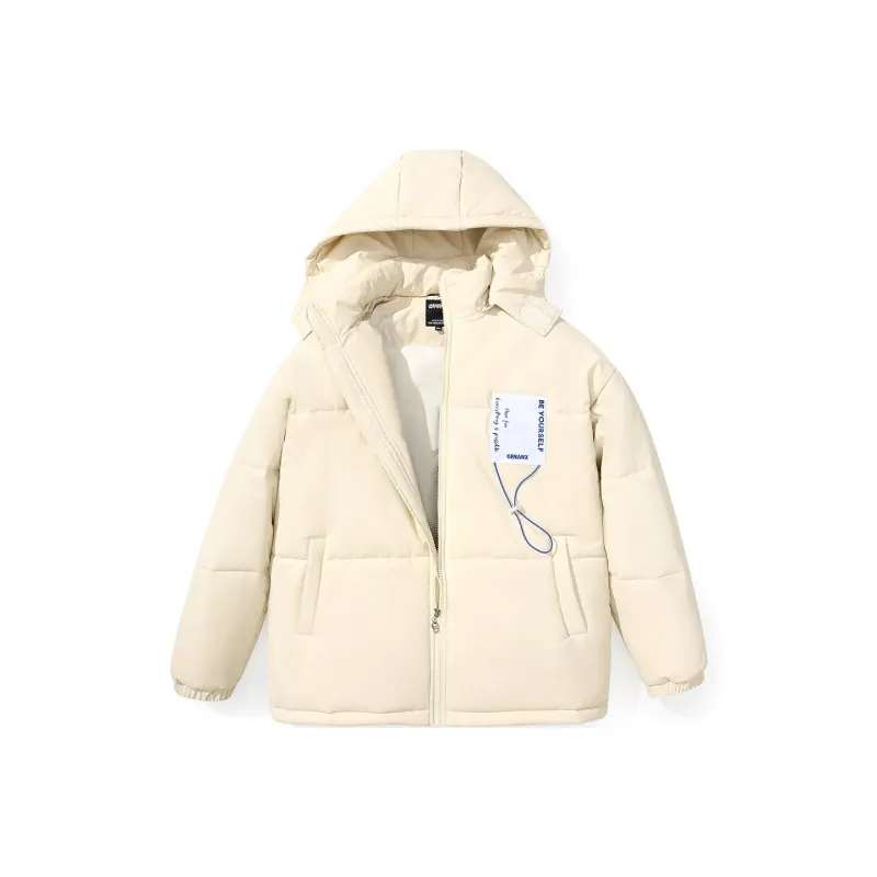 GENANX Letter Detachable Hood Loose Fit Puffer Jacket Unisex-0