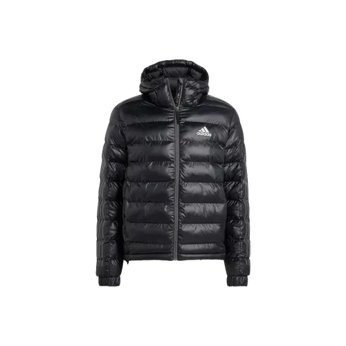 adidas Men's Logo Zip Up Long Sleeve Puffer Jacket Black
