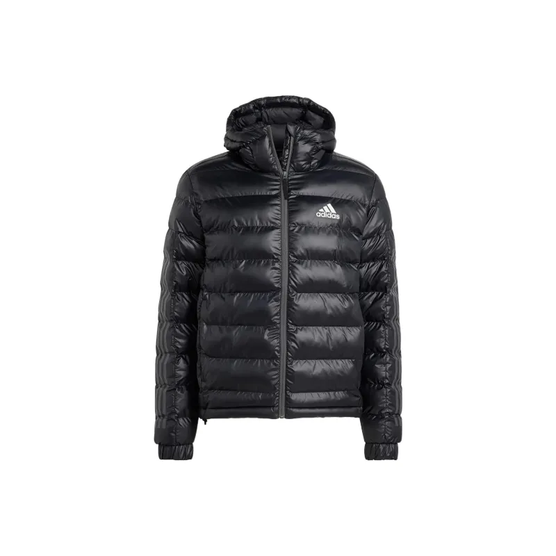 adidas Men's Logo Zip-Up Long-Sleeve Puffer Jacket Black-0