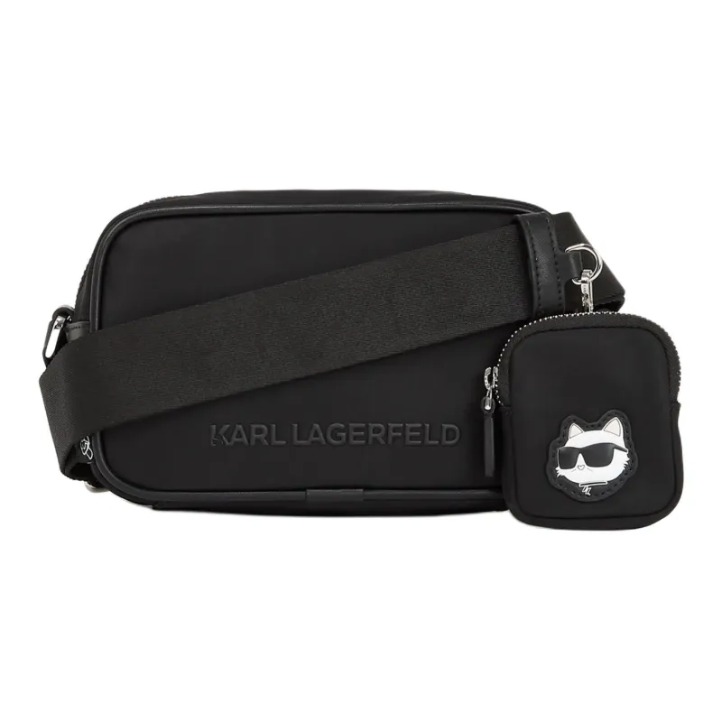 KARL LAGERFELD Leather Crossbody Bag, Shoulder Bag Women's Black-1