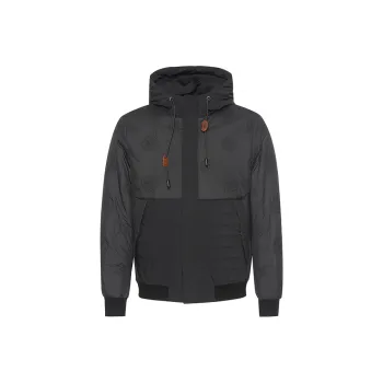 LIU·JO UOMO Geometric Pattern Hooded Down Jacket Men's Black