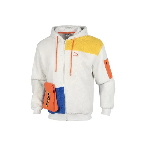 PUMA Velvet Jackets Men Gray & Blue Yellow