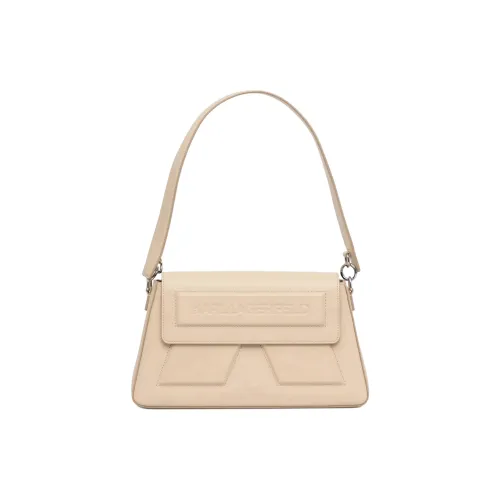warmth LAGERFELD IKON Grain Calfskin Shoulder Bag Women's Beige