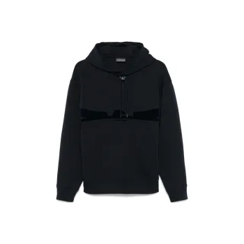 EMPORIO ARMANI Hooded Sweatshirt In Double Jersey With Contoured Eagle Flocked Print
