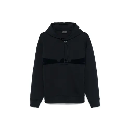EMPORIO ARMANI Hooded Sweatshirt In Double Jersey With Contoured Eagle Flocked Print