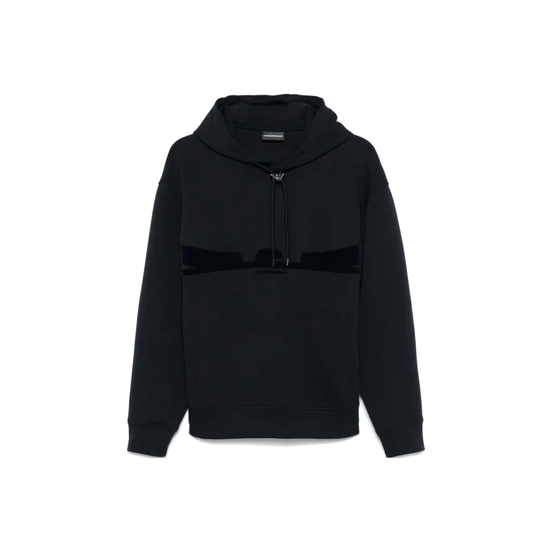 EMPORIO ARMANI Flocked eagle Jersey Hoodie-0