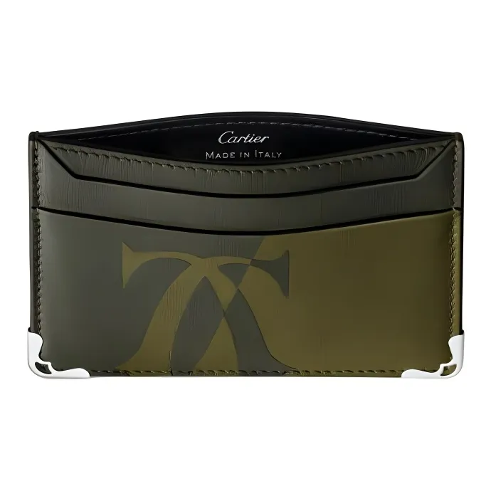 CARTIER Must De Cartier Calfskin Card Clip Card Holder Women's Khaki-2