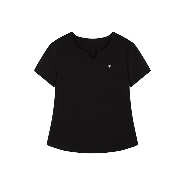 Mo Han Yi Mei Set in Sleeve T Shirt Women's Black-3