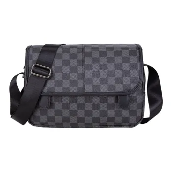 Old Man's Head Synthetic Leather Crossbody Bag Men's Black