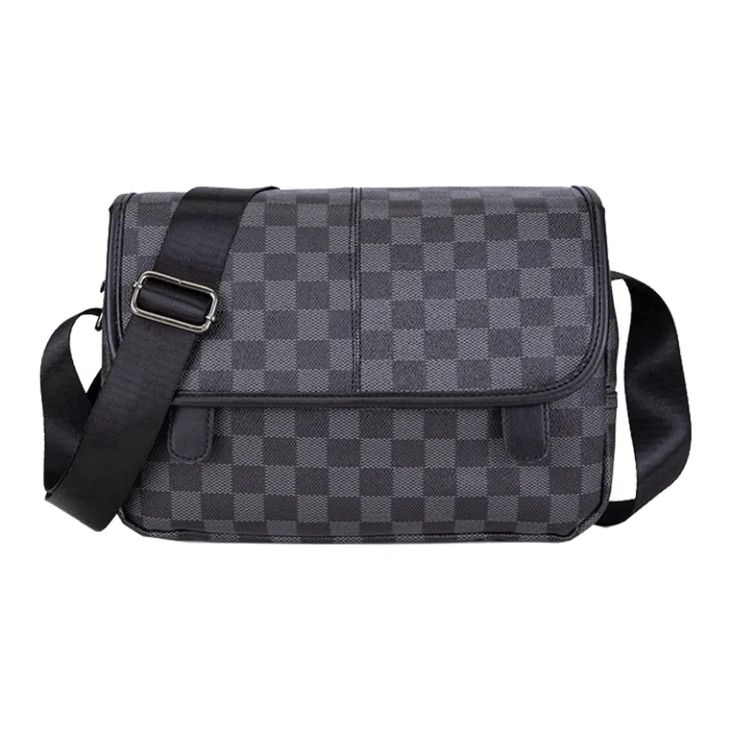 Old Man's Head Synthetic Leather Crossbody Bag Men's Black-0