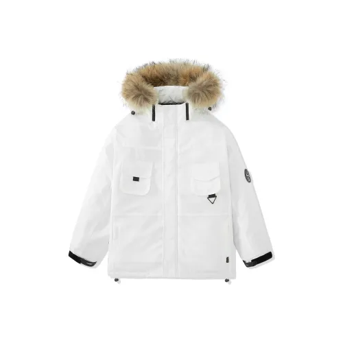 The Secret Order Of The Teddy Bear Solid Color Detachable Hood Loose Fit Mid-Length Down Jacket Unisex
