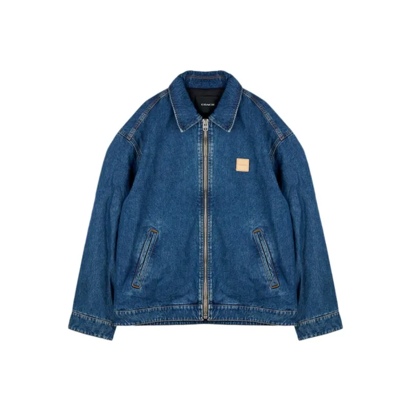 COACH FW24 Denim Jacket Men's Dark Color Washable-0