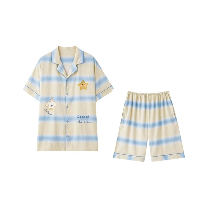 MIIOW Pajama Set Men's Light Yellow-0