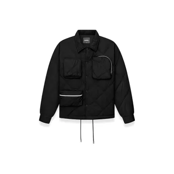 BAGGL Letter Solid Color Lapel Loose Fit Thickened Puffer Jacket Unisex