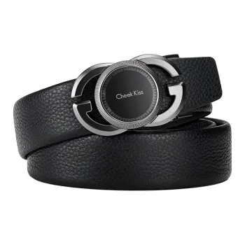 Cheekkiss Cow Leather Belts Men's Gunmetal 3.5cm