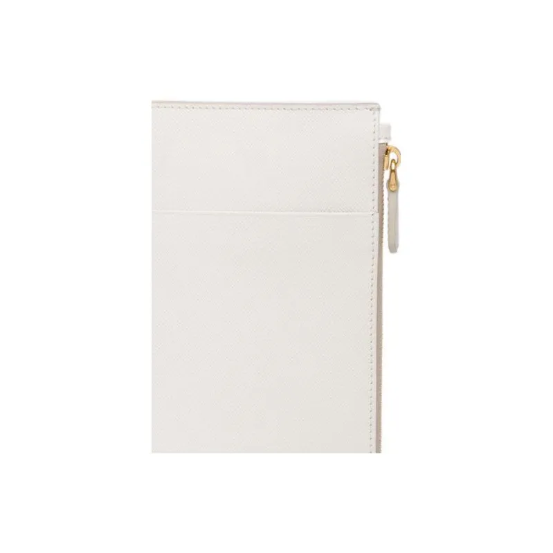 PRADA Saffiano Leather Wallet Women's White-3