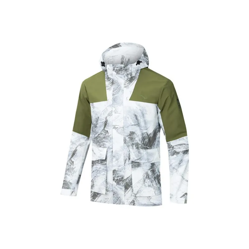 Anta Outdoor Collection Breathable Windbreaker Jacket Men Papyrus White/Full Coverage Print/Spiral Turquoise-0