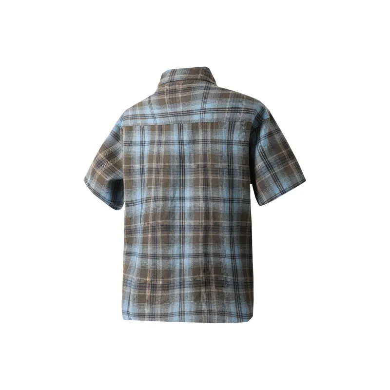 FAKE VINTAGE Shirt Unisex Blue Brown Plaid-1