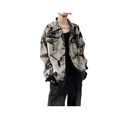 H.V.G.A Denim Jacket Unisex Black Gray Color