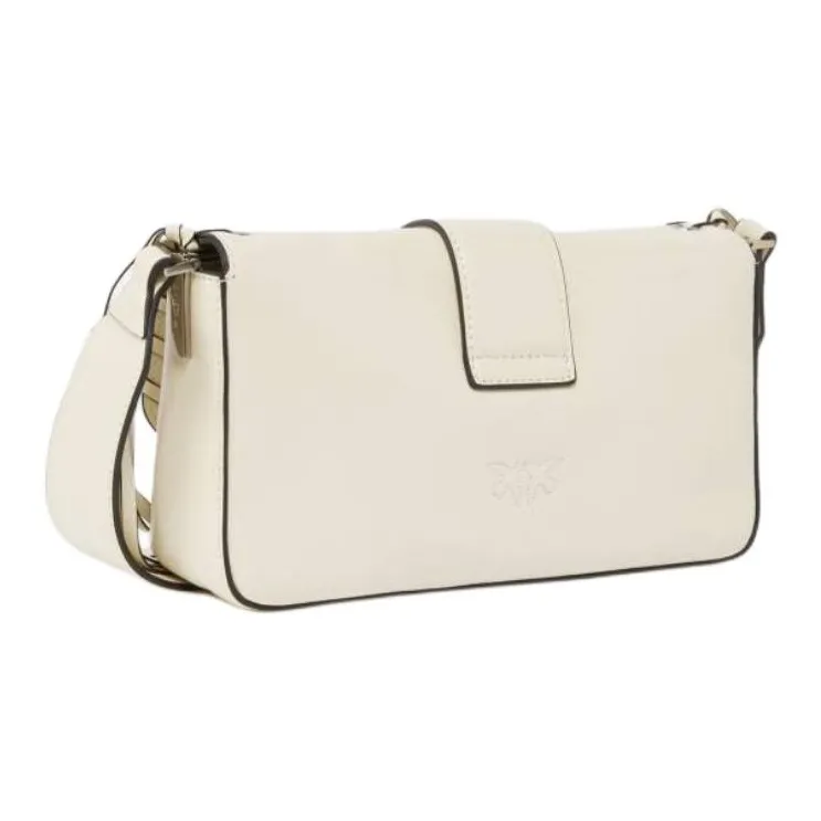 PINKO Cow Leather Shoulder Bag Trumpets Women's White-3