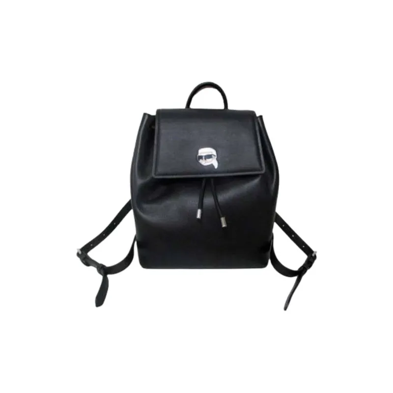 KARL LAGERFELD Cow Leather Backpack Women's Black-0
