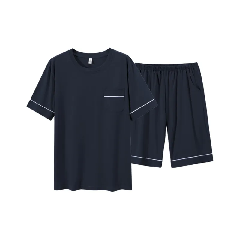 Cotton Gene Pajama Set Men's Navy Blue-0