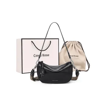 CinvaiKrose Synthetic Leather Shoulder Bag, Crossbody Bag New Moon Dumpling Bag Trumpets Women's Ecru/Black