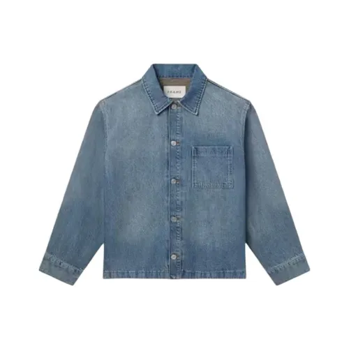 check-print Denim Shirt suede