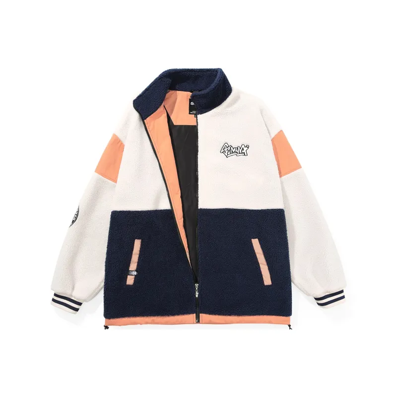GENANX Loose Fit Thickened Jacket Unisex Apricot Blue-0