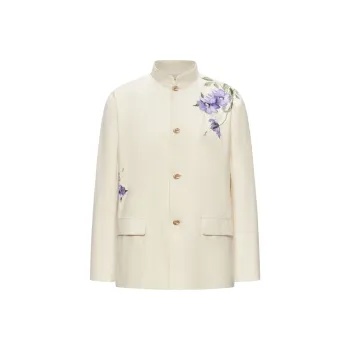 CNEW Floral Embroidery Mandarin Collar Business Suit Unisex