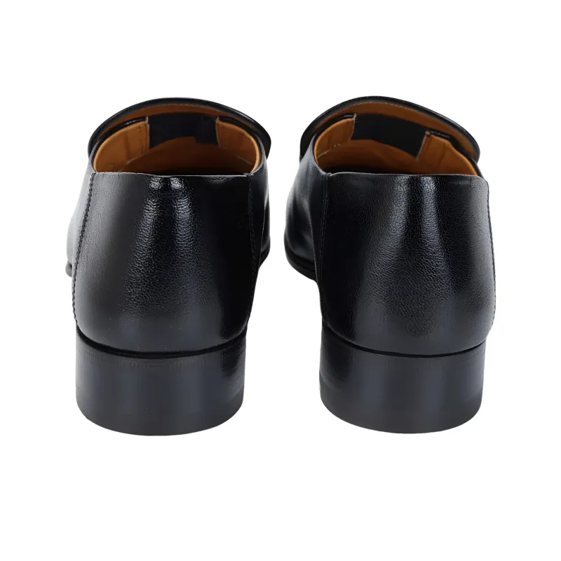 GUCCI Horsebit Slip On Loafer Gold Tone Black Leather Women's-3