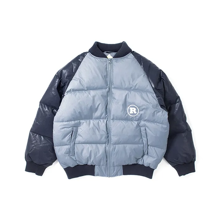 STAYREAL Letter Colorblock Baseball Collar Thickened Down Jacket Unisex-0