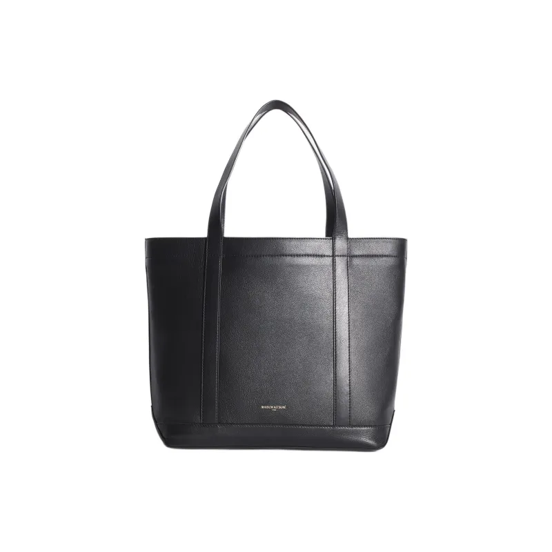Maison Kitsune Soft Leather Tote Bag, Shopping Bag, Handbag, Shoulder Bag Medium Size Women's Black-2