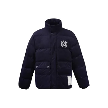 Mitchell & Ness Abstract Pattern Stand Collar Thickened Down Jacket Unisex Blue