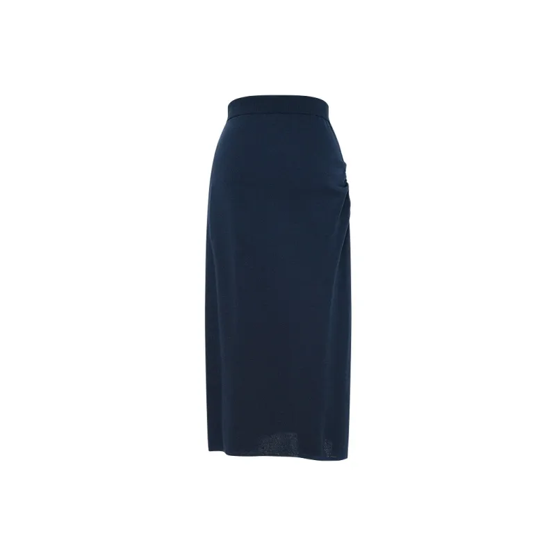 IDPAN Casual Long Skirts Women's Navy Blue-1