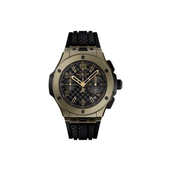 HUBLOT Automatic Mechanical Movement Unisex Watch 43mm Black Dial 18K Gold Alloy Watch Case Rubber Strap